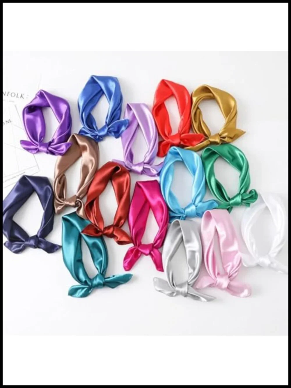 Silky Satin Square Neck Scarf 12 Pack Hair Wraps Bandanas Women